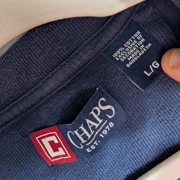 Chaps navy quarter Zip Sweater pullover navy L - Picture 4 of 7